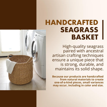 KOUBOO Large Decorative Seagrass Storage Basket, Handmade, Seagrass Basket, Living Room, Blankets