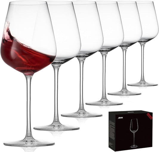 JBHO Hand Blown Bordeaux Wine Glasses - Set of 6-18 Ounce - Great Gift Packaging - Red Wine Glasses