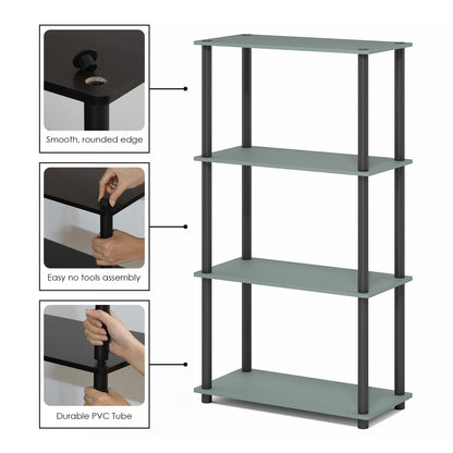 Furinno Turn-N-Tube Storage Shelves, 4-Tier Book Shelf, Corner Shelf, Toolless Open Shelves, for