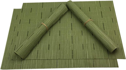 WAZAIGUR Placemats Set of 4 for Dining Table Heat-Resistant Washable Place Mats Woven Vinyl Kitchen Table Mats Easy to Clean,Green