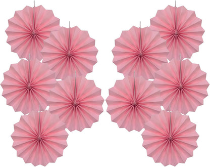 Pink Party Decorations,Pink Paper Decorations for Party,Baby Shower Decorations Party Paper Fans Bulk 8in,Schoolgirl Style Classroom Decor for Party 30 Color DIY Set （Pink）