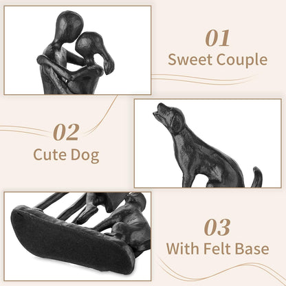 Sziqiqi Anniversary Iron Gifts for Her - Couple Love Sculpture Anniversary Iron Gift for Couple Girlfriend Wife Him Black Statue Metal Figurines for Home Decor Wedding Christmas Birthday Gifts