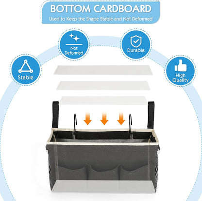 Bedside Storage Caddy/Bedside Hanging Storage Bag for Headboards Bunk Beds Dorm Rooms Book Phone Magazine Holder (New Black)