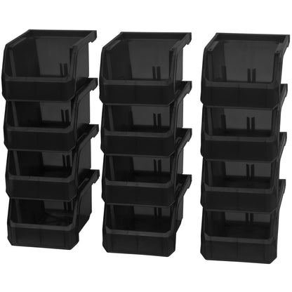 ReadySpace Extra-Small Stackable Plastic Storage Bins, 12-Pack, Black