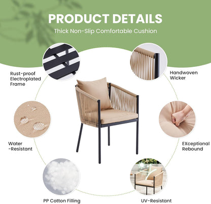 Soohow 4 Pieces Outdoor Chairs, Patio Dining Chairs, Rattan Wicker Chair Set with Cushions for Garden, Deck, Backyard(Beige)