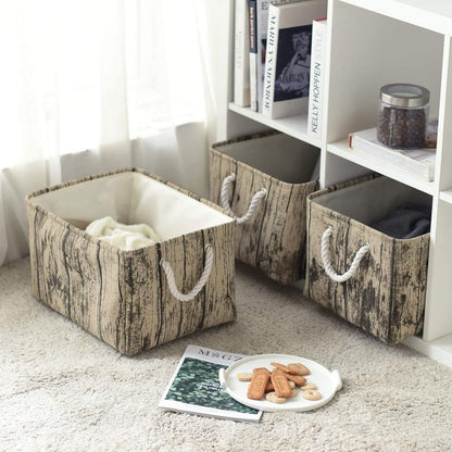 TcaFmac Fabric Storage Basket, Decorative Canvas Storage Bins Baskets for Gifts Empty Tree Stump