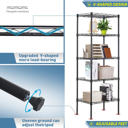 BestOffice Adjustable NSF-Certified Metal Shelf Wire Shelving Unit Storage for Small Places
