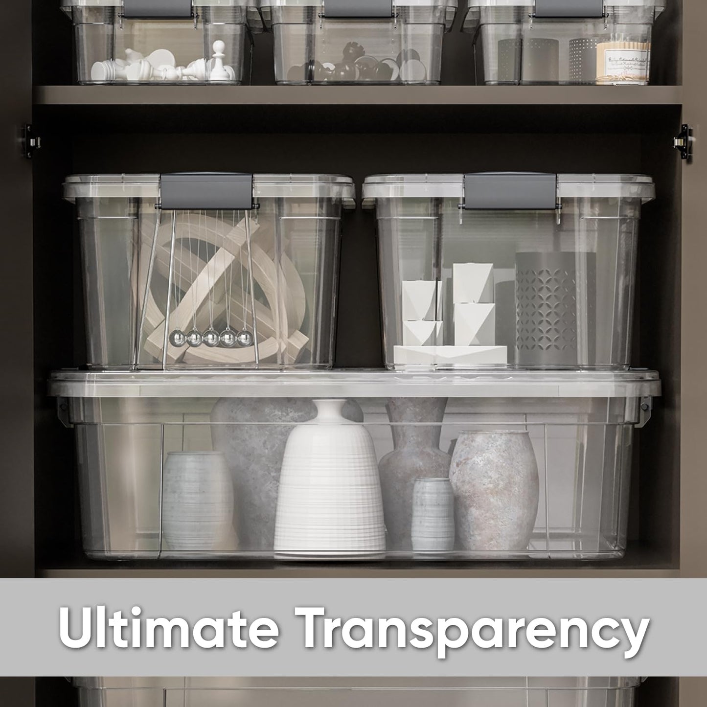 Superio Clear Storage Box with Lid, 4.5 Quart Plastic Container Bins for Organizing, Stackable