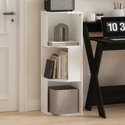 Furinno ECON Corner Shelf, 3-Tier Corner Book Shelf, Standing Storage Shelves, Cube Display Rack