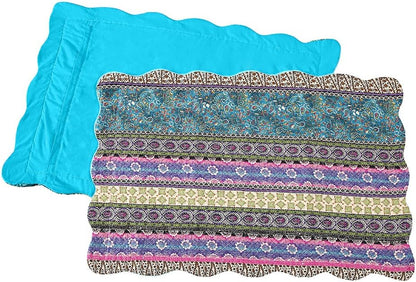 NEWLAKE Quilted Cotton Bed Pillowcases, Striped Jacquard Style, 2 Pieces, 20x27 Inch