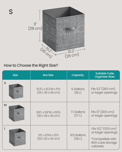 SONGMICS Storage Cubes, Set of 10, 11-Inch Foldable Closet Organizers