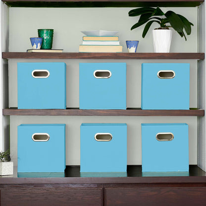 Household Essentials 6 ct Open Fabric Cube Storage Bins, Carolina Blue