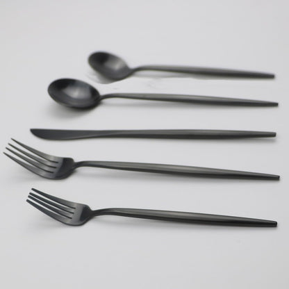 20-Pieces Luxury Black 18/10 Stainless Steel Flatware Set, Matte Finsh, Service for 4