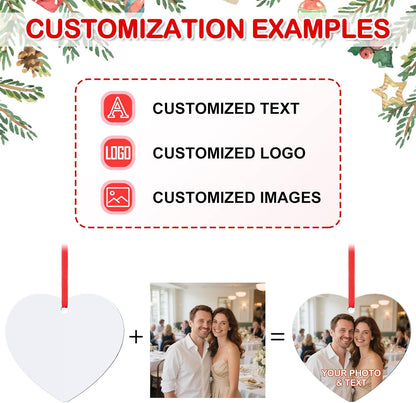 Personalized Photo Christmas Ornaments Double-Sided Metal Custom Picture Christmas Ornament 2024, Customized Xmas Tree Decorations Memorial Gifts for Kids Couples Family Friends Pet