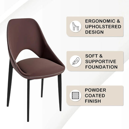 LeisureMod Amalfi Upholstered Fabric Dining Chair – Modern Side Chair with Iron Legs, Mid-Century Accent Chair for Dining Room or Kitchen