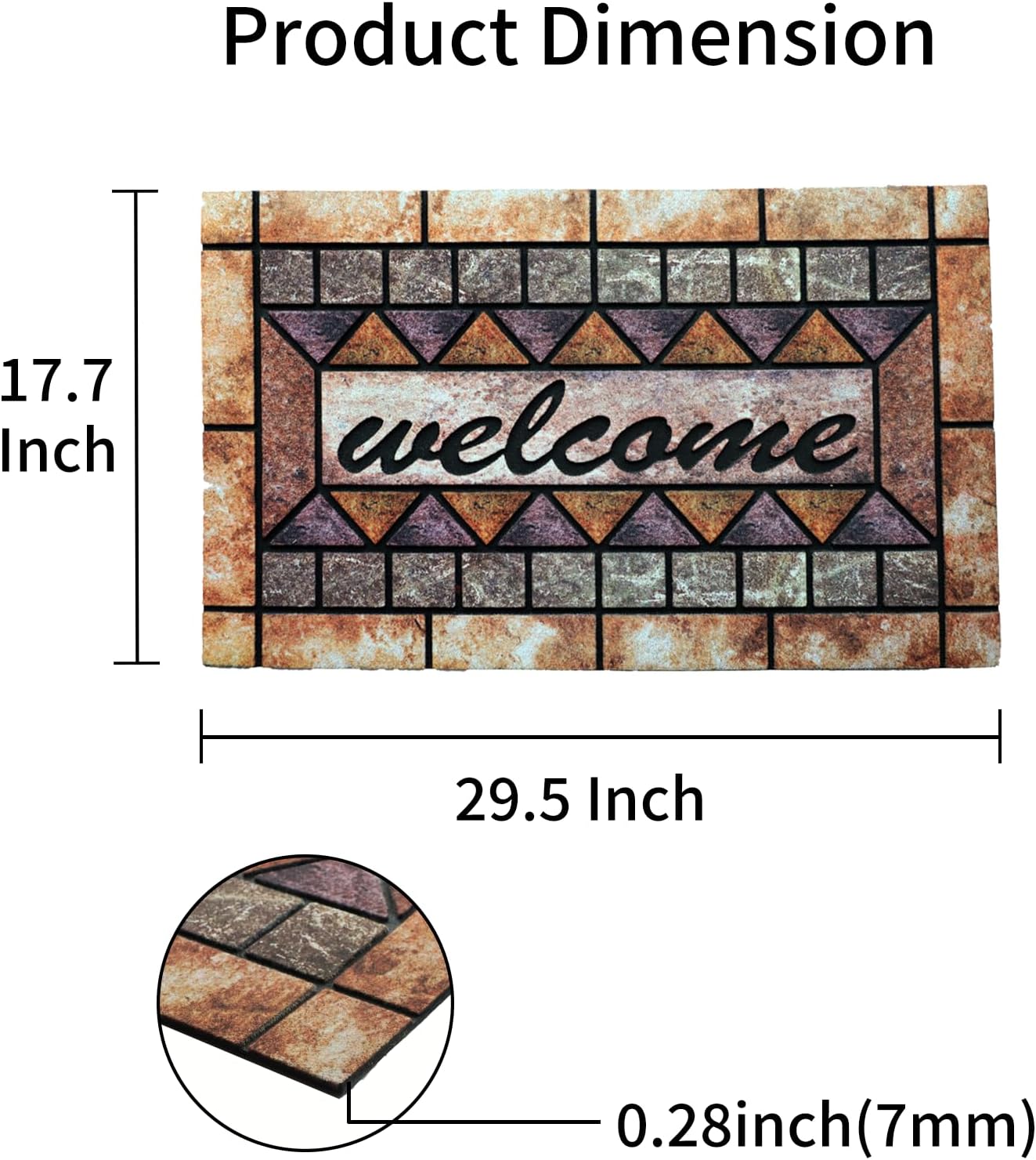 Door Mat Welcome Mat, Heavy Duty Door Mat 17.7 x 29.5 Inch Front Door Mat Rug Doormat for Outdoor Entrance Home Non-Slip Rubber Rug for Front Door, Outside, Entryway, Patio (Brown Welcome)