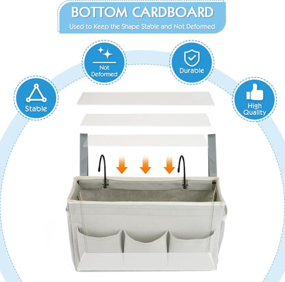 Bedside Storage Caddy/Bedside Hanging Storage Bag for Headboards Bunk Beds Dorm Rooms Book Phone Magazine Holder (New Grey)
