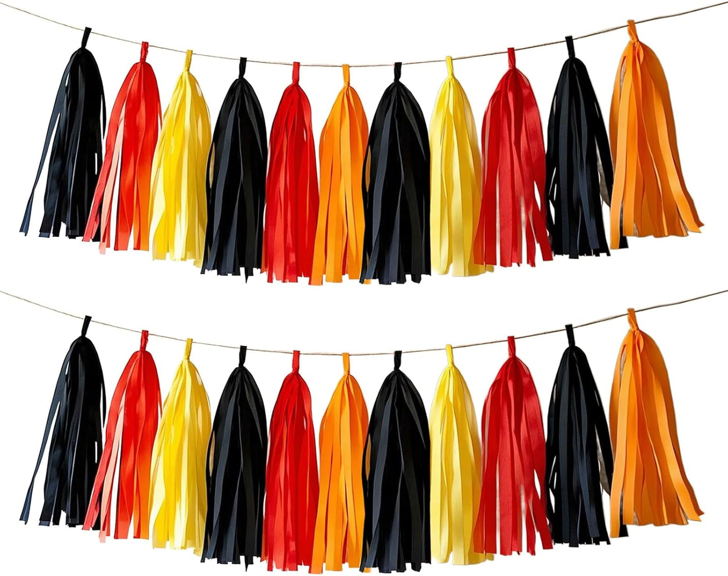 Fire Truck Tissue Tassel Garland - DIY Firefighter Birthday Party Decorations with 20 Pre-Cut Yellow Red Black Orange Paper Garland Banner, for Baby Shower,Race Car,Fire Truck Theme