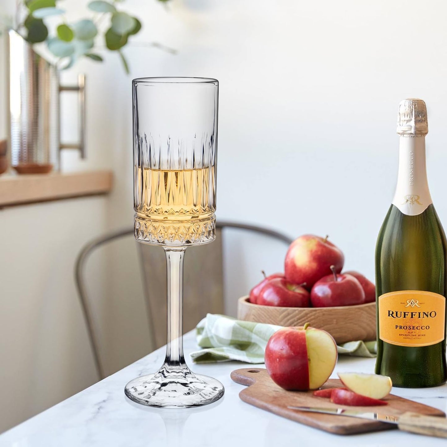 Champagne Flutes Set of 6, 7oz Square Champagne Glasses, Lead-Free Crystal Champagne Flute Glass, Unique Gift for Birthday, Wedding, Anniversary