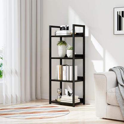 NUMENN Narrow Bookshelf, 4 Tier Bookshelves, Home Office Bookcase Shelf Storage Organizer, Free Standing Storage Shelving Unit for Bedroom, Living Room and Home Office, Black
