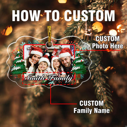 Personalized Crystal Photo Ornaments, Christmas Tree Hanging Decor, Custom Ornaments for Family, Decorative Hanging Glass Pendant, Design Own Picture, Gifts for Christmas, Butterfly Shape