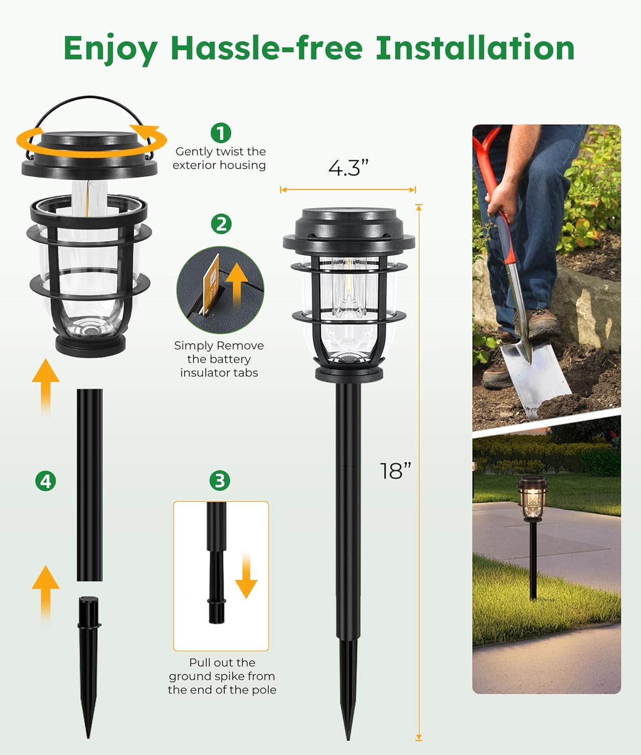 Bright Solar Pathway Lights Outdoor, 8 Pack Waterproof IP65, Auto On/Off Solar Powered Garden Lights for Yard Lawn Walkway Landscape Pool Outside - 3-in-1 Hanging, Tabletop & Stake Lighting