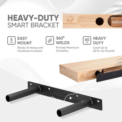 Homeforia White Floating Shelf 12 inch, High End Solid Real Wood Small 12inch Floating Shelves for Wall Mounted, White Wooden 12 in Floating Shelves, Heavy Duty Bracket, 12 X 6.5 X 1.75 inch, Set of 4