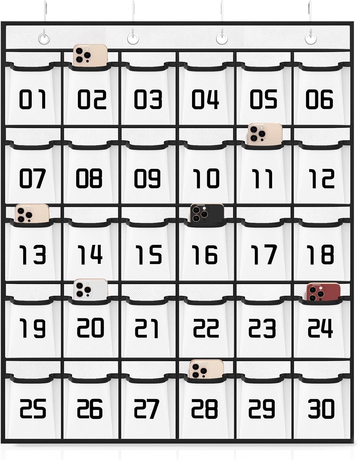 Loghot Classroom Accessories Closet Pocket Chart for Cell Phones Holder Wall Door Hanging Organizer (30 Pockets White)