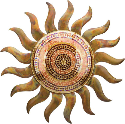 Regal Art & Gift Flamed Copper Large Metal Sun Wall Decor - 29 Inch | Indoor Outdoor Rust-Resistant Sunburst Sculpture | Eye-Catching Metal Sun Wall Art Accent for Patio, Garden, Living Room
