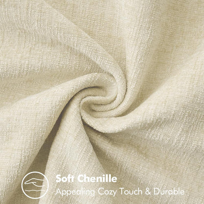 MIULEE Pack of 2 Christmas Pillow Covers 20x20 Inch Cream White Farmhouse Decorative Throw Pillow Covers with Stitched Edge Soft Chenille Solid Dyed Couch Pillow Covers for Sofa Bed Living Room