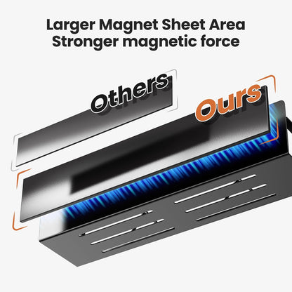 16.9 Inch Wide Large Capacity Magnetic Spice Rack for Refrigerator, 4 Pack Metal Fridge Shelf, Black