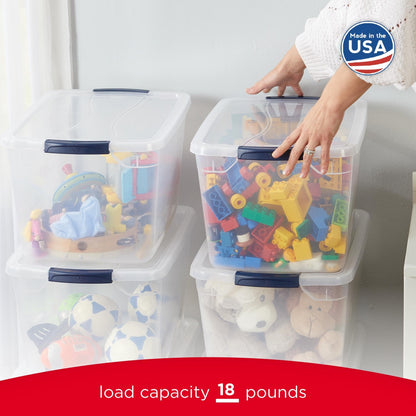 Rubbermaid Cleverstore Clear 32 Qt, 6 Pack Stackable Plastic Storage Bins with Lids, Great for