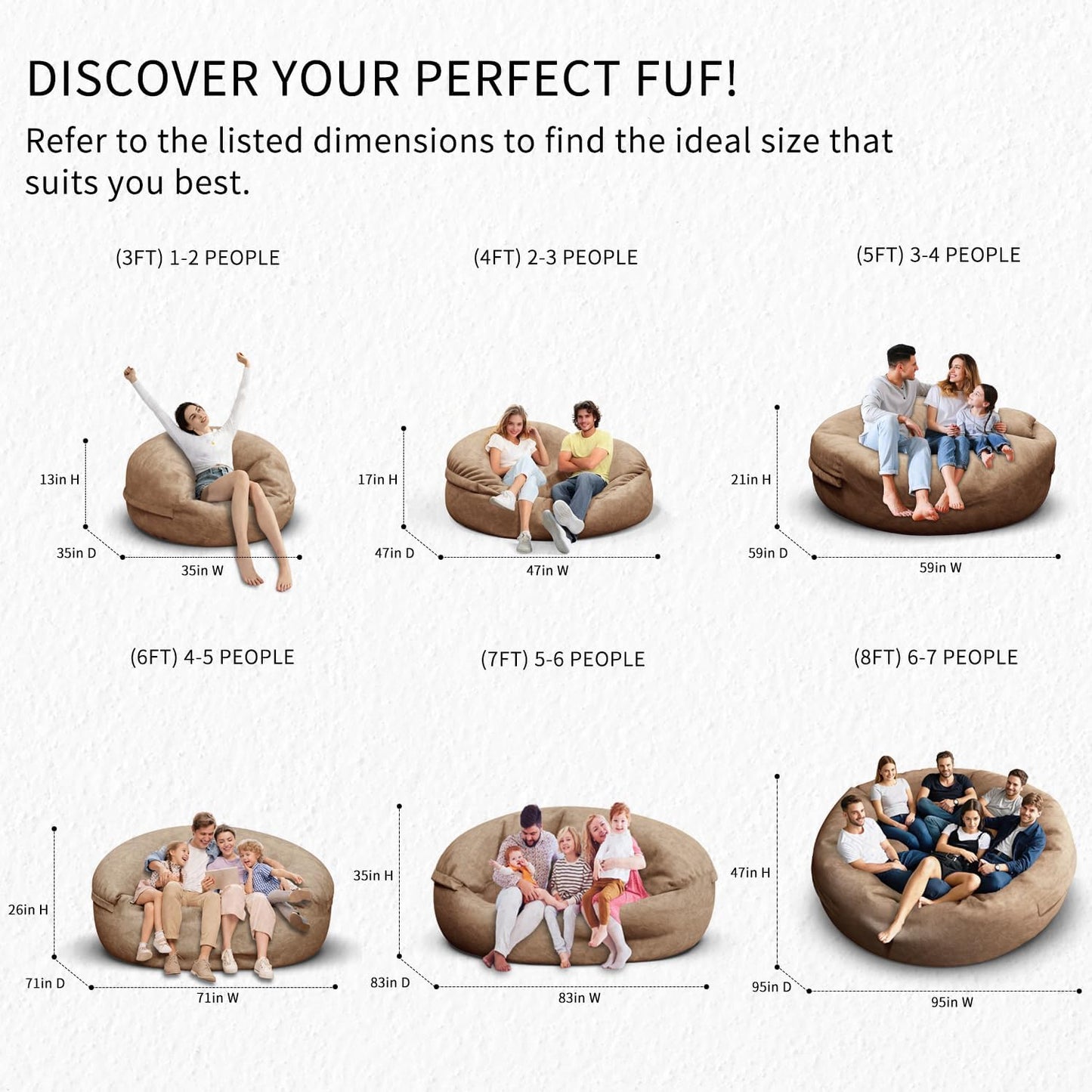 Bean Bag Chair for Adults 4FT,Soft Removable Cover for Teens/Girls Bedroom,Fluffy Giant Round Floor Beanbag Lounger Chairs (No Filler,Tan)