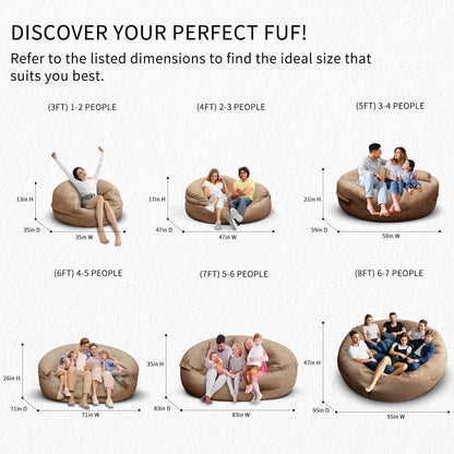 Bean Bag Chair for Adults 4FT,Soft Removable Cover for Teens/Girls Bedroom,Fluffy Giant Round Floor Beanbag Lounger Chairs (No Filler,Tan)