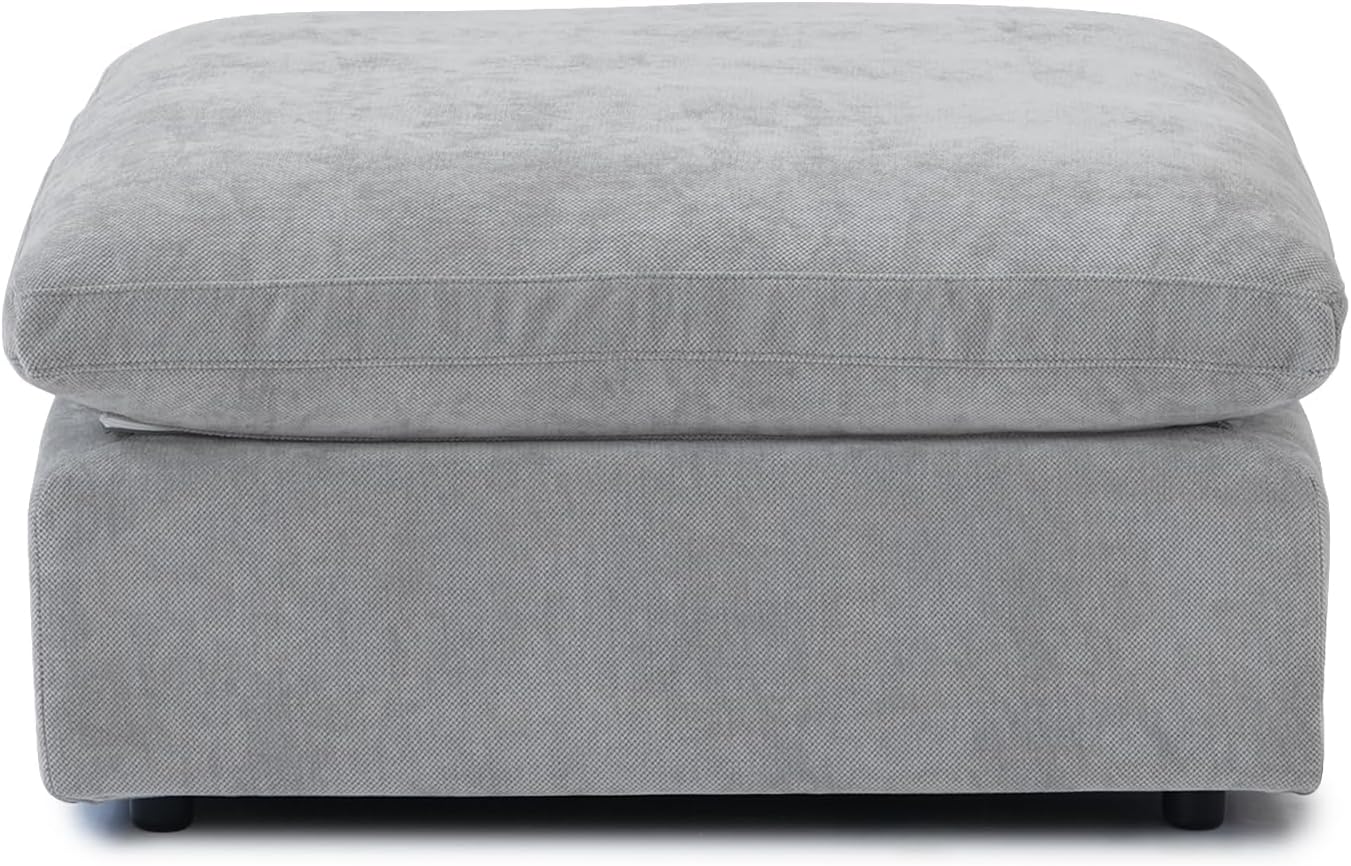 JACH Modular Ottoman Seater for Living Room, Cushion Covers Removable, Minimalist Comfy Footstool, Breathable Ottoman for Living Room Apartment (Light Grey)