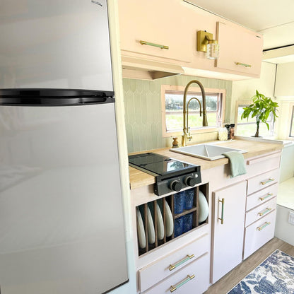 RecPro 10 Cu Ft 12V RV Refrigerator | Black Frost-Free Fridge with Freezer | Double Door, Adjustable Shelves, Reversible Door, Built-In Lock | 23.5”W x 26”D x 59”H | Off-Grid & Dry Camping Ready