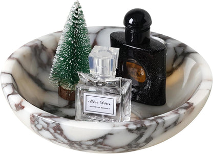 Decorative Bowl for Home Decor – Marble Fruit Bowl, Key Holder Tray with Marble Finish, Entryway Table Organizer, Kitchen Countertop & Coffee Table Centerpiece