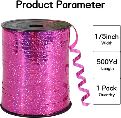 BEISHIDA 500 Yards Hot Pink Crimped Curling Ribbon Shiny Metallic Balloon String Roll Gift Wrapping Ribbon for Party Festival Art Craft Decor Florist Flowers Decoration