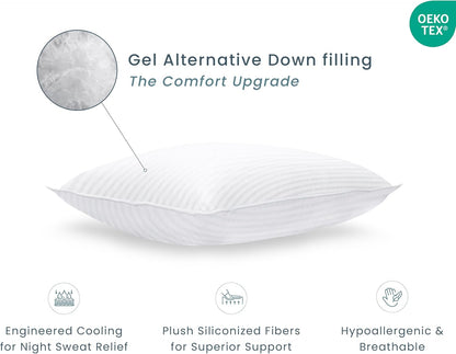 Threadmill Soft Bed Pillows Standard Size Set of 2 | Down Alternative Cooling Bed Pillow for Sleeping | Soft Pillows | 20 x 26 Hotel Pillow, Standard Pillows 2 Pack for Back, Stomach or Side Sleepers