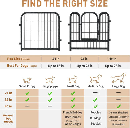 Metal Dog Playpen, 24 Inch Height 8 Panels, Ideal Dog Fence for Large/Medium/Small Dogs Indoor & Outdoor Bliss, Perfect Dog Pen for Camping, Yard, and RV | Black-Silver