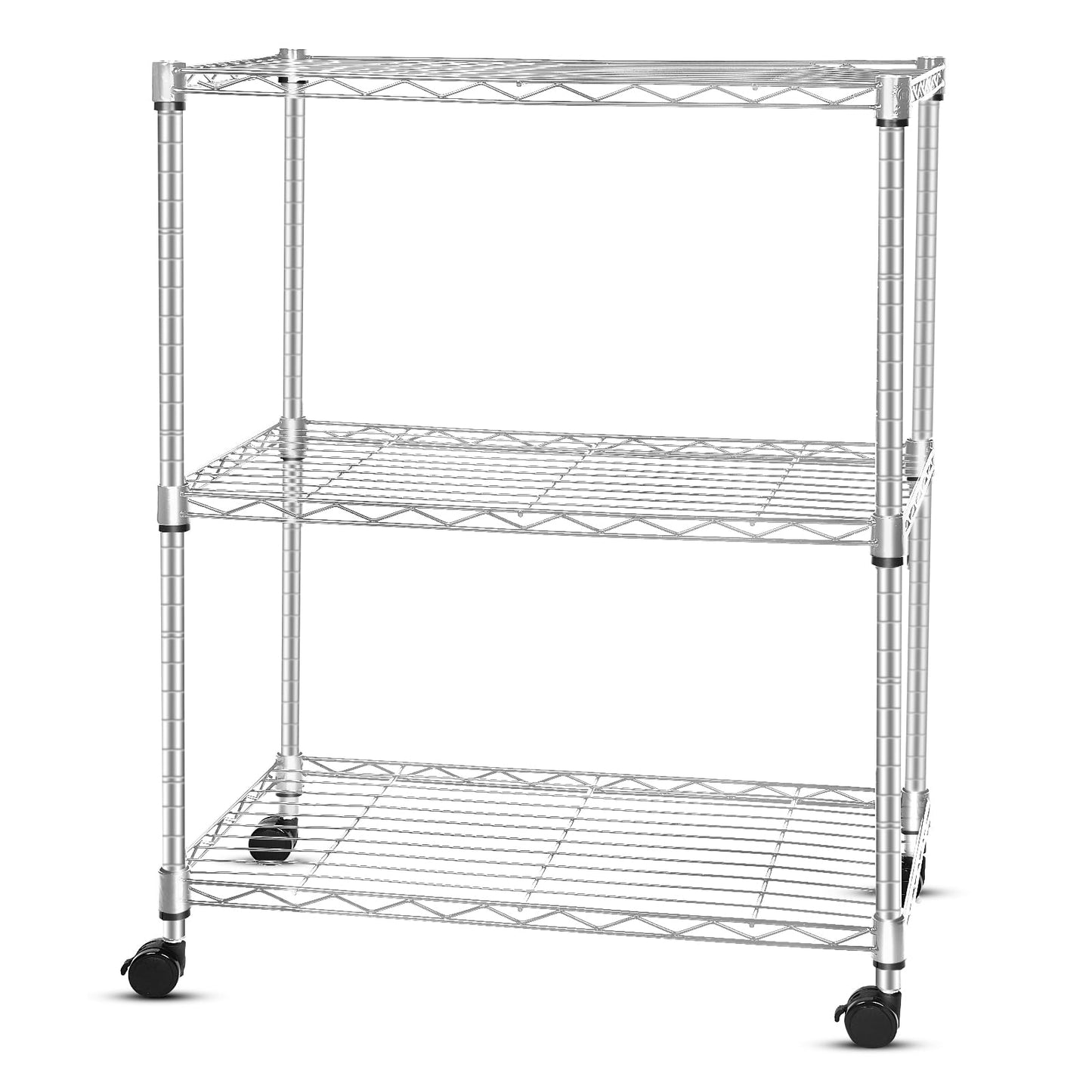 Whitmor 3 Tier Storage Shelving, Heavy Duty with Wheels, Adjustable Steel Organizer, 400 lbs