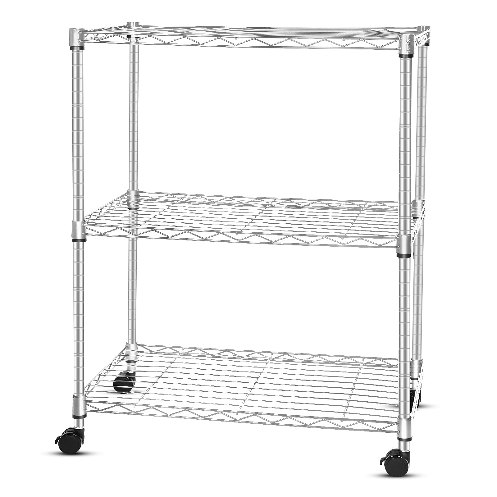 Whitmor 3 Tier Storage Shelving, Heavy Duty with Wheels, Adjustable Steel Organizer, 400 lbs