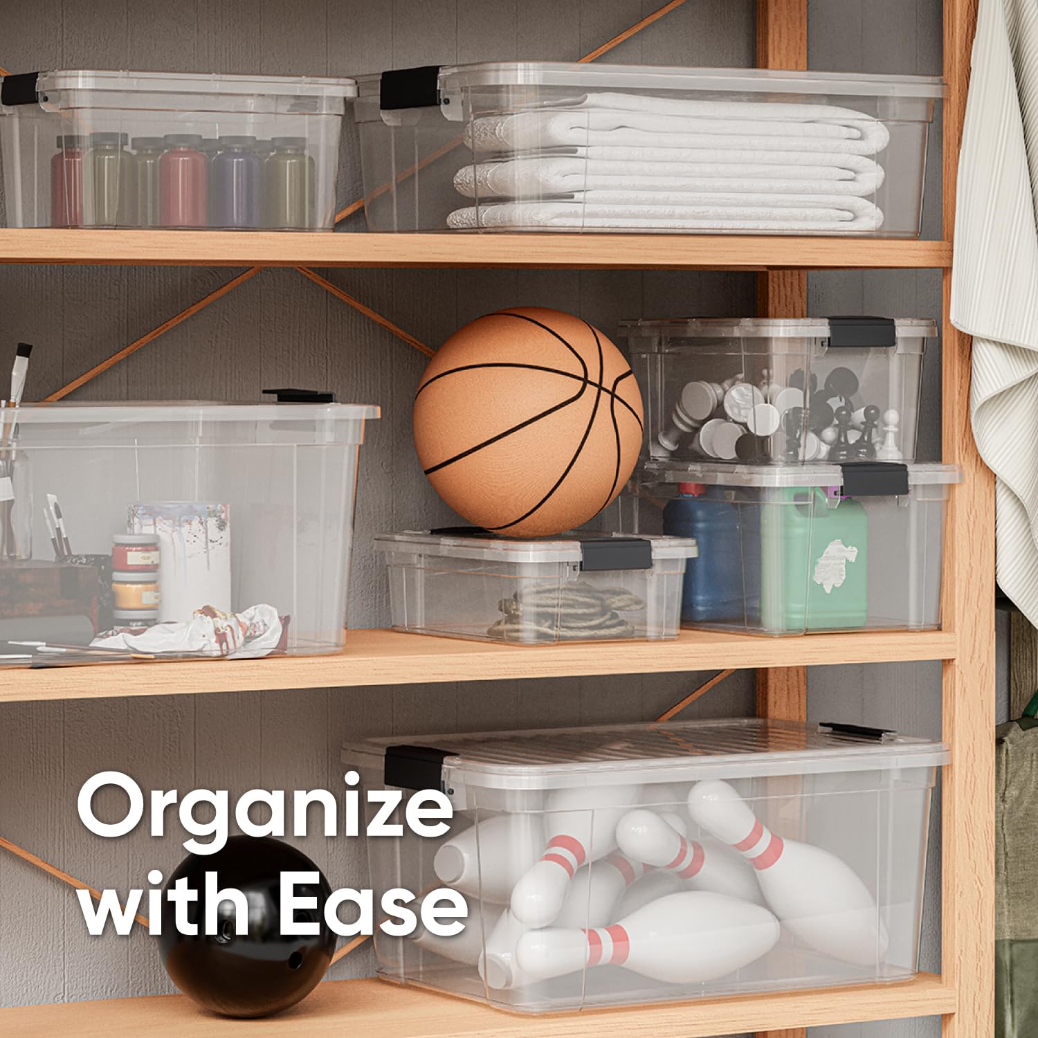 Superio Small Clear Storage Box with Lid, 6.6 Quart Plastic Container Bins for Organizing