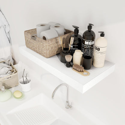 12 Inch Deep White Floating Shelves, 24 x 12 Floating Shelf for Books, Rustic Wood Deep Wall Shelves for Home Storage & Display, 2" Thicked Shelves for Kitchen, Living Room, Bedroom, 1 Pack