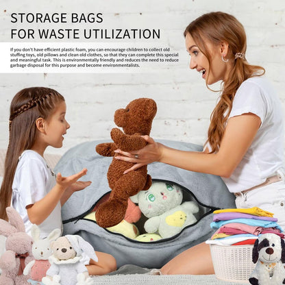 Bean Bag Chair for Adults 7FT,Soft Removable Cover for Teens/Girls Bedroom,Fluffy Giant Round Floor Beanbag Lounger Chairs (No Filler,Light Gray)