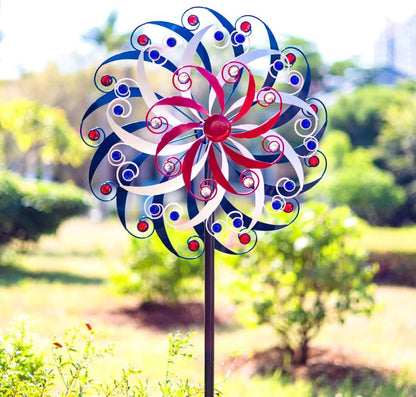 DREAMYSOUL Large Wind Spinners 20" Dia, Metal Patriotic Wind Sculpture Spinner Yard Art for Outdoor Garden Patio Decor