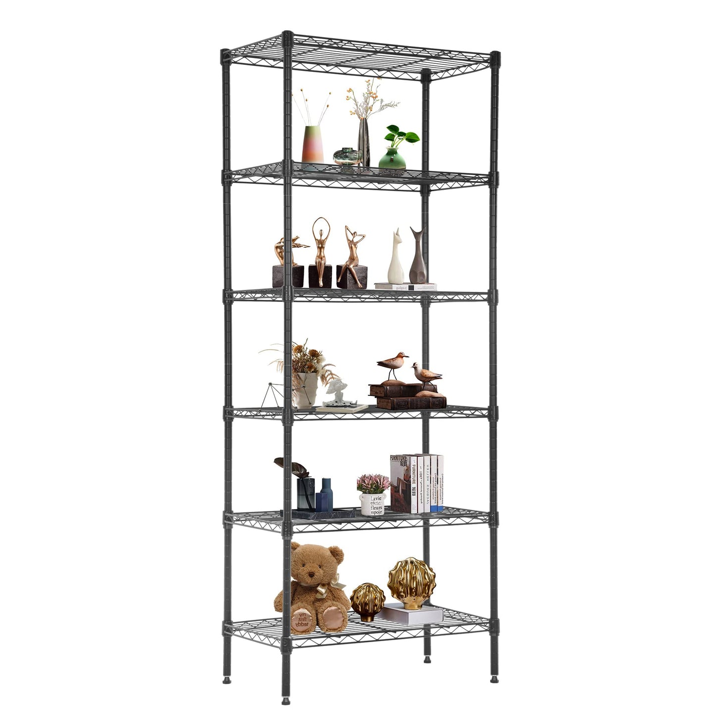 FDW 6 Tier Wire Shelving Units Adjustable Metal Storage Rack 23L x 13W x 59H NSF Pantry Shelves