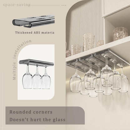 Wine Glass holder, 2Pack Wine Glass Rack, Punch-free Wine Glass Holder Under Cabinet, Stemware Rack for Kitchen and Bar (Grey)