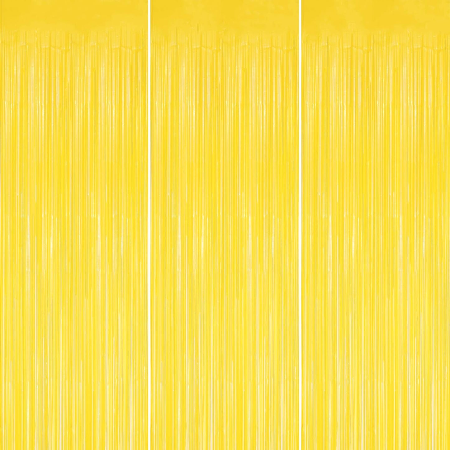 3 Pack Foil Fringe Backdrop - Pastel Yellow Shiny Tinsel Curtains for Party Decoration/Photo Booth Props - 3.3x8.2 FT Metallic Foil Backdrop for Birthday, Wedding, Graduation, Christmas.