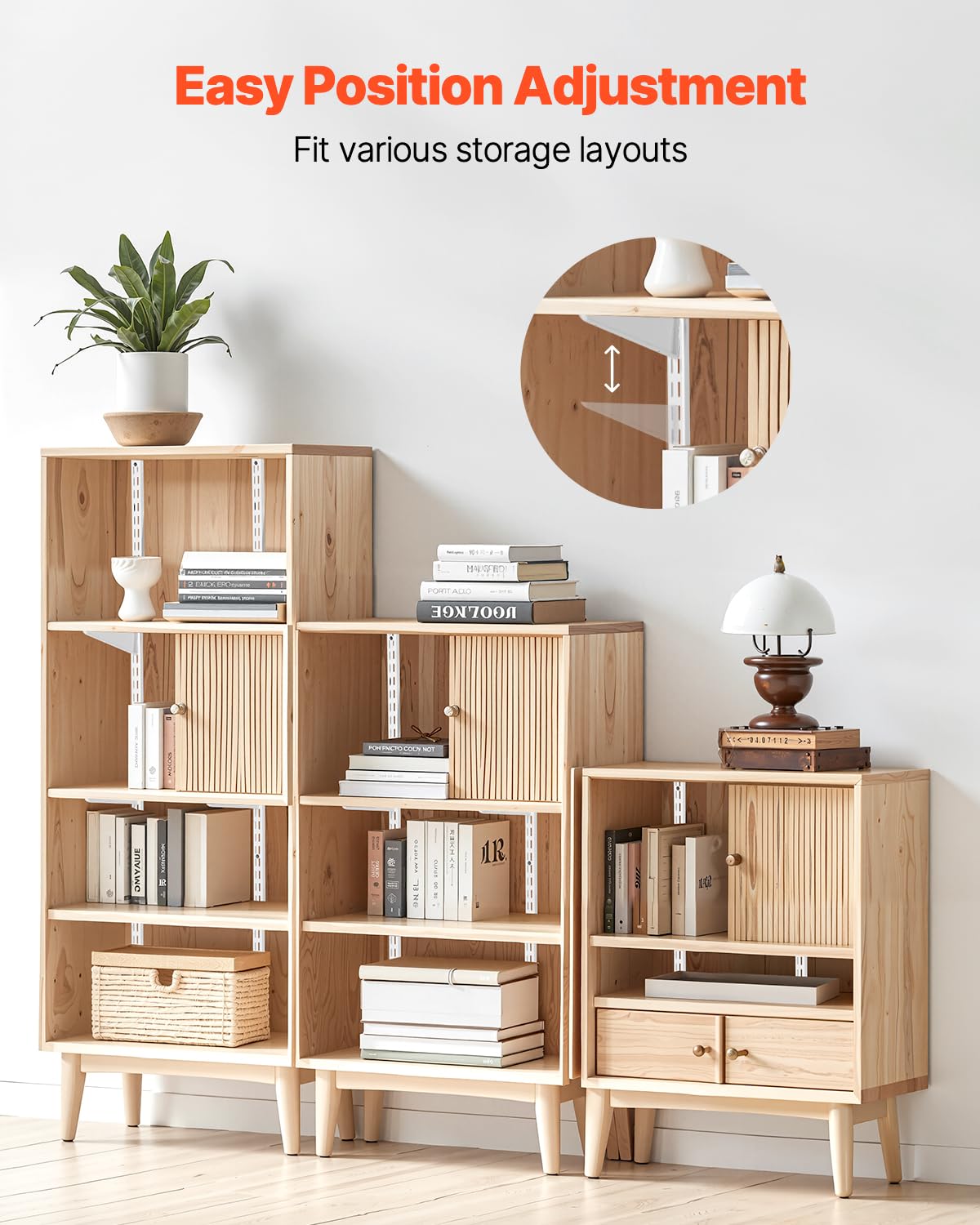 VEVOR Shelf Pilaster, 60-inch 5 Pack, Dual Track Upright Wall Shelving System, Heavy Duty Support